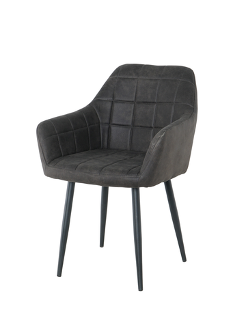 Quilted Armchair - Dark Grey PU Leather