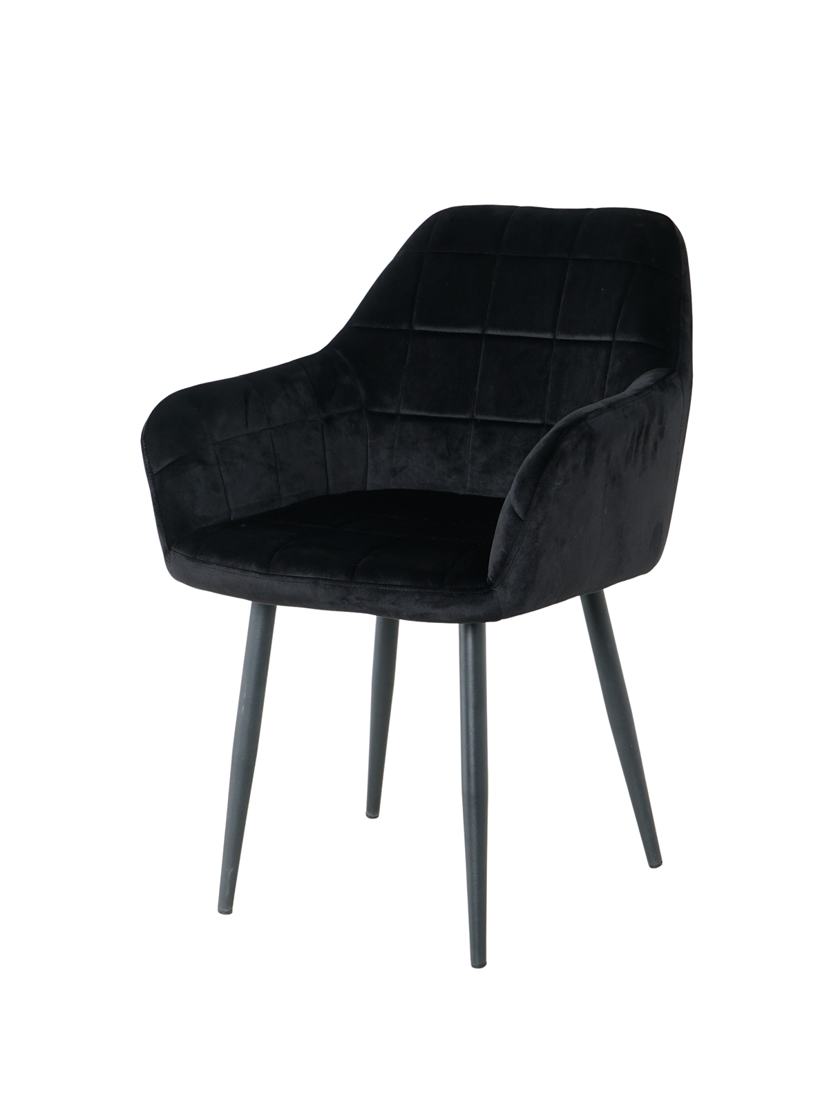 Quilted Armchair - Black Velvet