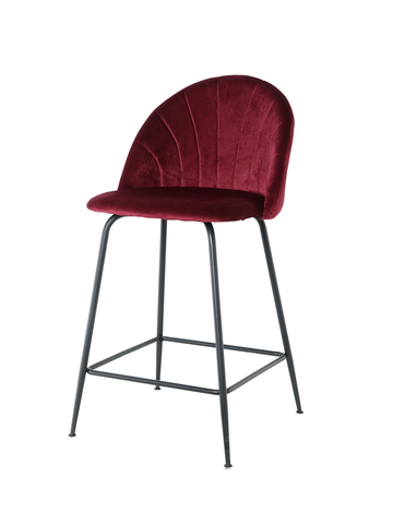 Round Back Kitchen Stool (Fixed Height) - Dark Red