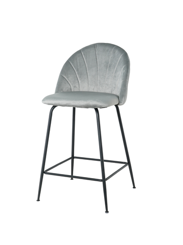 Round Back Kitchen Stool (Fixed Height) - Grey