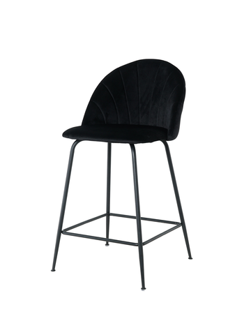 Round Back Kitchen Stool (Fixed Height) - Black