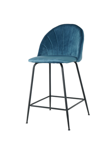 Round Back Kitchen Stool (Fixed Height) - Blue