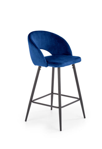 Velvet Kitchen Stool (Fixed Height) - Navy Blue