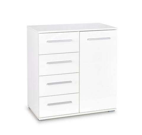 Chest - 1 Door, 4 Drawers (White Gloss)