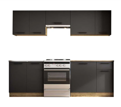 240cm Kitchen (Anthracite / Oak)