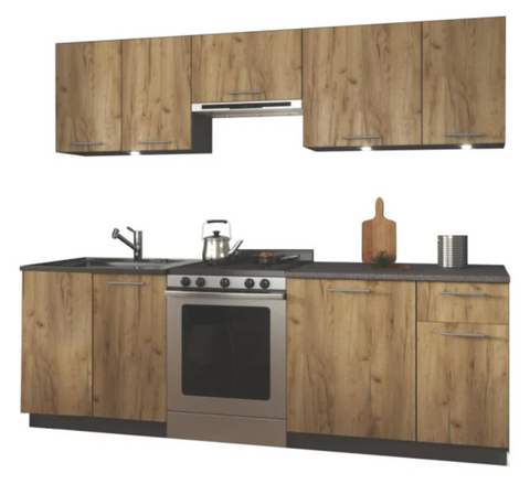 240cm Kitchen (Oak / Anthracite)