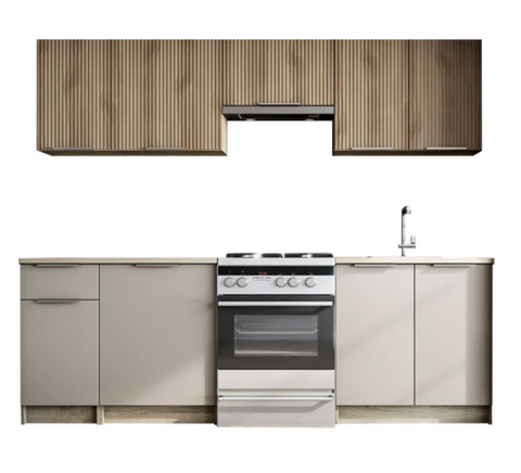 240cm Kitchen (Grey / Oak)