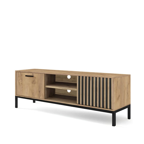 Oak/Black TV Unit