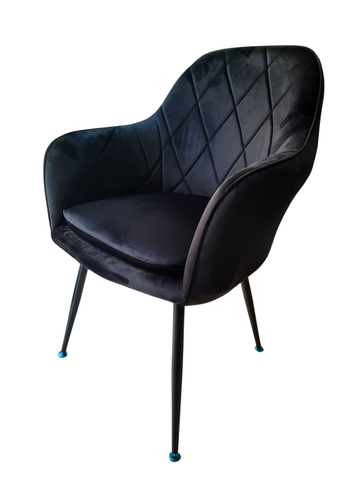 Velvet Armchair (Diamond Back) - Black