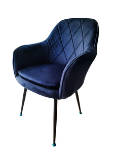 Velvet Armchair (Diamond Back) - Navy Blue