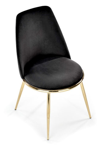 Velvet Chair with Gold Legs - Black