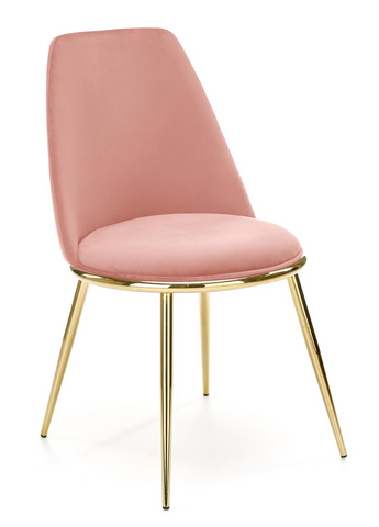 Velvet Chair with Gold Legs - Pink