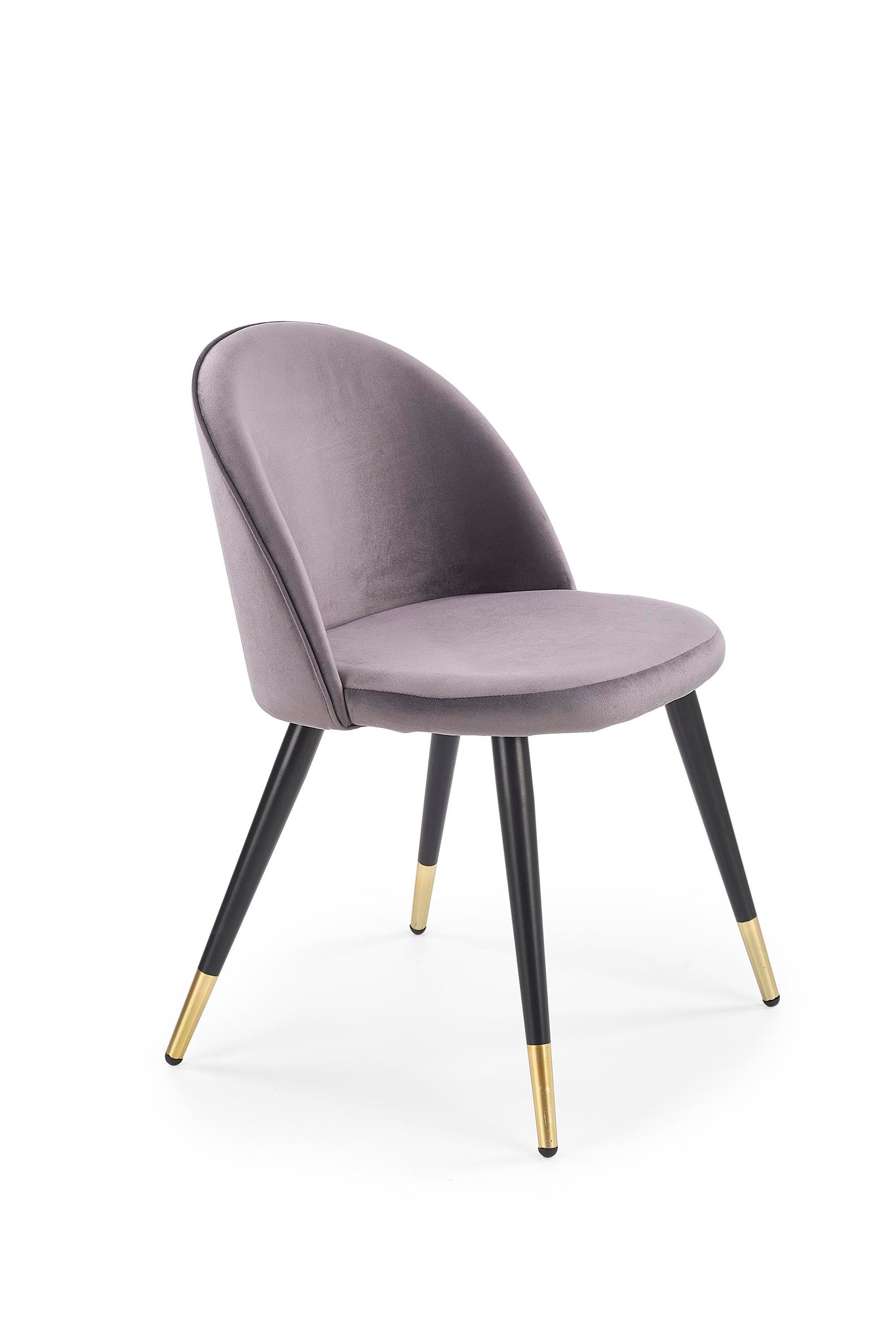 Velvet Dining Chair with Gold Leg Tips - Grey