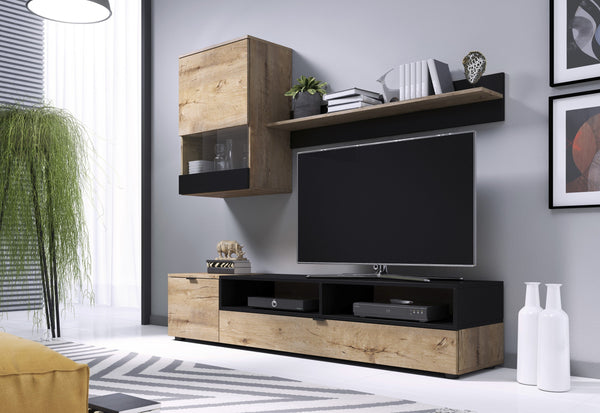 TV Unit - Black and Oak